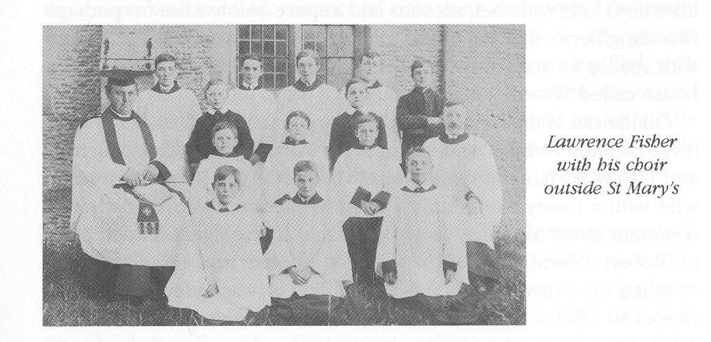 Lawrence Fisher with his choir outside St Mary's